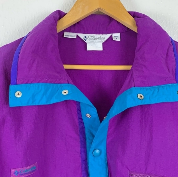 π HOST PICK! π Vintage '90s Columbia Pullover Windbreaker Jacket Medium - Picture 2 of 15